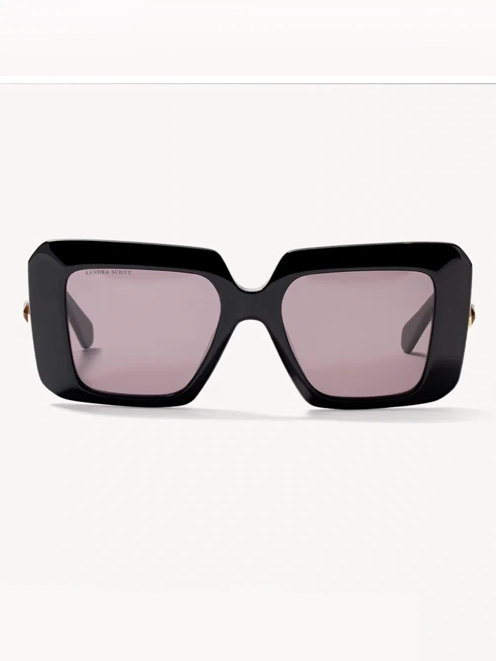 Kendra Scott Black Oversized Square Sunglasses with Pink Lenses
